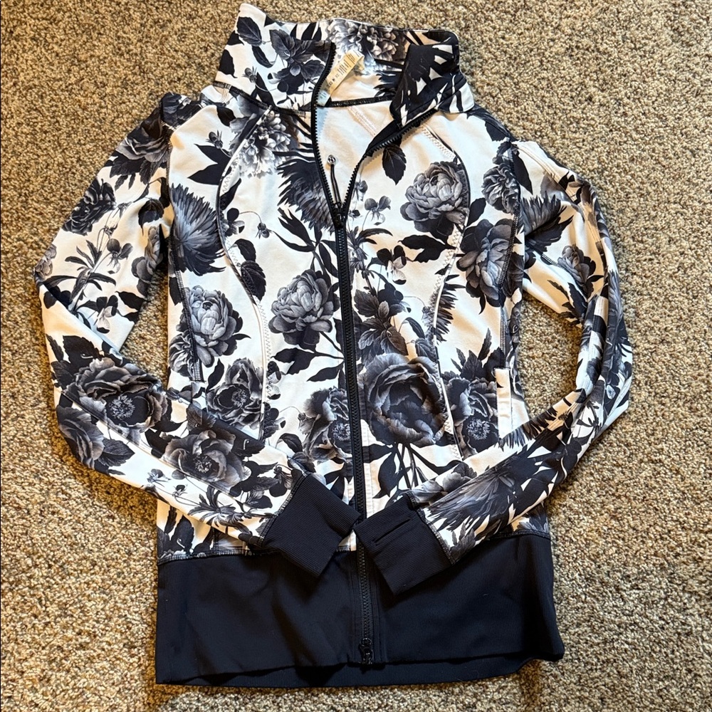 Lululemon Athletica Black and White Floral Jacket